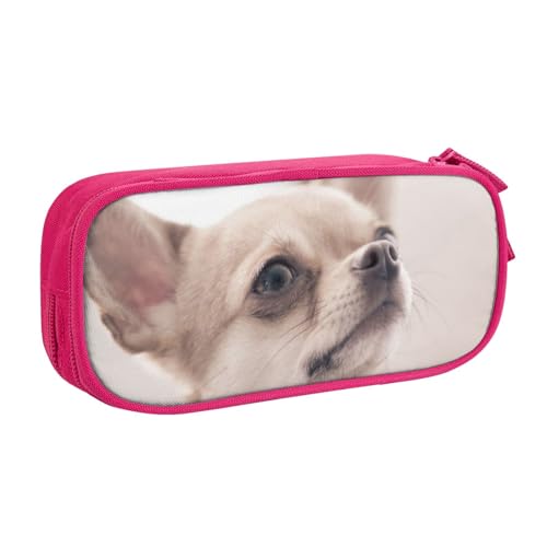 Federmäppchen mit niedlichem Chihuahua-Druck, doppelstöckig, für Schule, Büro und Reisen, hohe Kapazität, rose, Einheitsgröße, Taschen-Organizer von SYLALE