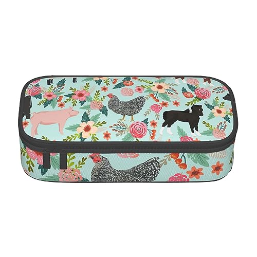 Federmäppchen mit niedlichem Chihuahua-Druck, mit Zwischenschicht, für Schule, Büro und Reisen, hohe Kapazität, FARM TIER, Einheitsgröße, Taschen-Organizer von SYLALE