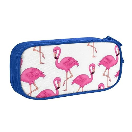 Federmäppchen mit pinkem Flamingo-Druck, doppelstöckig, für Schule, Büro und Reisen, hohe Kapazität, blau, Einheitsgröße, Taschen-Organizer von SYLALE