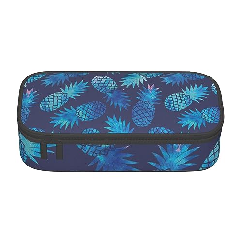 Federmäppchen mit weißem Papillon-Print und Zwischenschicht, für Schule, Büro und Reisen, hohe Kapazität, Blaue Ananas, Einheitsgröße, Taschen-Organizer von SYLALE