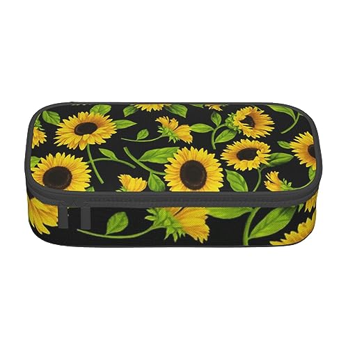 Federmäppchen mit weißem Papillon-Print und Zwischenschicht, für Schule, Büro und Reisen, hohe Kapazität, Sonnenblume, Einheitsgröße, Taschen-Organizer von SYLALE