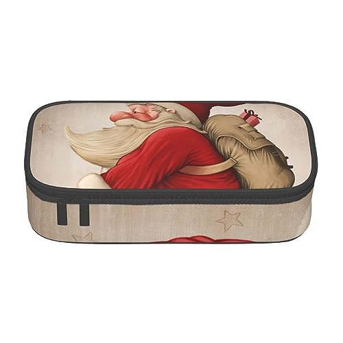 Federmäppchen mit weißem Papillon-Print und Zwischenschicht, für Schule, Büro und Reisen, hohe Kapazität, Weihnachtsmann auf Roller, Einheitsgröße, Taschen-Organizer von SYLALE