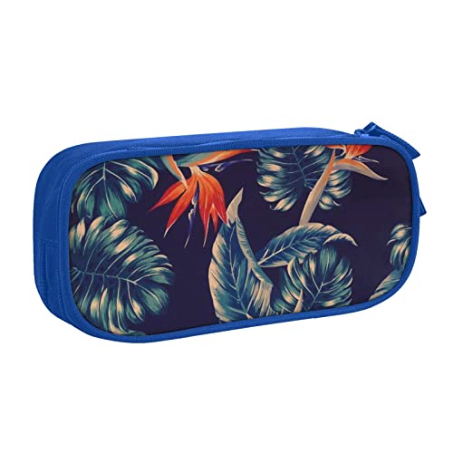 Hawaii Federmäppchen mit tropischem Blumendruck, doppelstöckig, für Schule, Büro und Reisen, hohe Kapazität, blau, Einheitsgröße, Taschen-Organizer von SYLALE