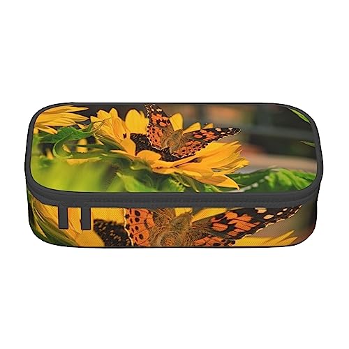 Himmel und Wasserfall Landschaft Druck mit Zwischenschicht Federmäppchen mit für Schule, Büro und Reisen, hohe Kapazität, Sonnenblumen-Schmetterling, Einheitsgröße, Taschen-Organizer von SYLALE