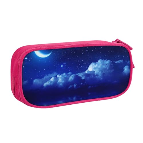 Moonlight Sky Print Double Deck Federmäppchen mit für Schule, Büro und Reisen, hohe Kapazität, rose, Einheitsgröße, Taschen-Organizer von SYLALE