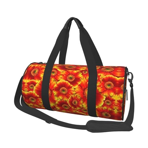 SYLALE Reisetasche mit Sonnenblumen-Druck, wasserdicht, Wochenendtasche, Handgepäcktasche für Damen und Herren, Orange, Schwarz , Einheitsgröße von SYLALE