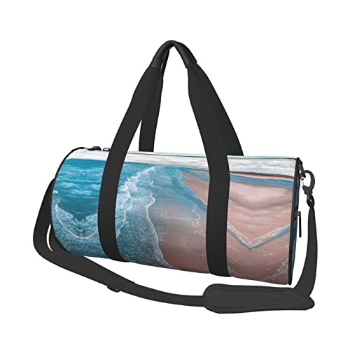 SYLALE Reisetasche mit Stranddruck, wasserdicht, Wochenendtasche, Handgepäcktasche für Damen und Herren, Schwarz , Einheitsgröße von SYLALE
