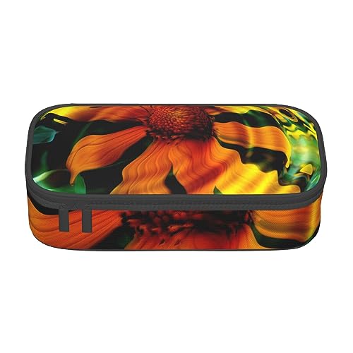 Schönes Federmäppchen mit Schmetterlings-Aufdruck, mit Zwischenschicht, für Schule, Büro und Reisen, hohe Kapazität, Sonnenblume im Wasser, Einheitsgröße, Taschen-Organizer von SYLALE