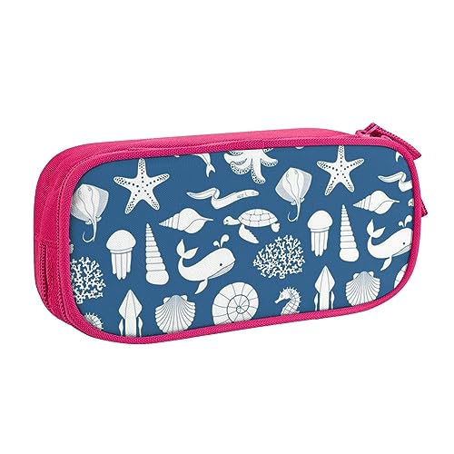 Underwater Marine Life Print Double Deck Pencil Case with for School, Office and Travel, High Capacity, rose, Einheitsgröße, Taschen-Organizer von SYLALE