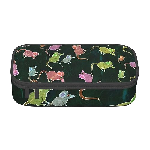 Well-Behaved Schnauzer Print mit Zwischenschicht Federmäppchen für Schule, Büro und Reisen, hohe Kapazität, Niedliche Maus, Einheitsgröße, Taschen-Organizer von SYLALE