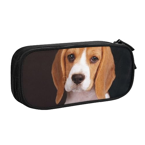 ovely Federmäppchen mit Beagle-Motiv, doppelstöckig, für Schule, Büro und Reisen, hohe Kapazität, Schwarz , Einheitsgröße, Taschen-Organizer von SYLALE