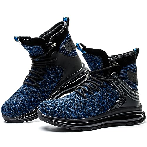 SYLPHID Herren-Schuhe mit Stahlkappe, Arbeitsstiefel mit Luftkissen, leicht, bequem und atmungsaktiv, Blau, 11.5 Women/9.5 Men von SYLPHID