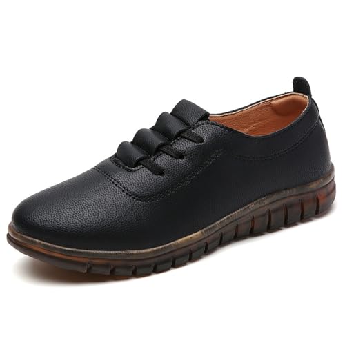 Lässige Krankenschwesterschuhe für Damen, weiche, flache, rutschfeste Arbeitsschuhe für Damen, trägerlose Wanderschuhe für Damen, ganztägiger Komfort bei Plantarfasziitis ( Color : Black , Size : 36 E von SYLUOQP