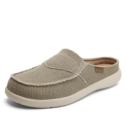 Modische Slip-on-Schuhe für Herren, rutschfeste Arbeitsschuhe aus Segeltuch für Herren, Freizeitschuhe für Herren mit hartem Boden, Loafer-Hausschuhe für den Innen- und Außenbereich ( Color : Brown , von SYLUOQP