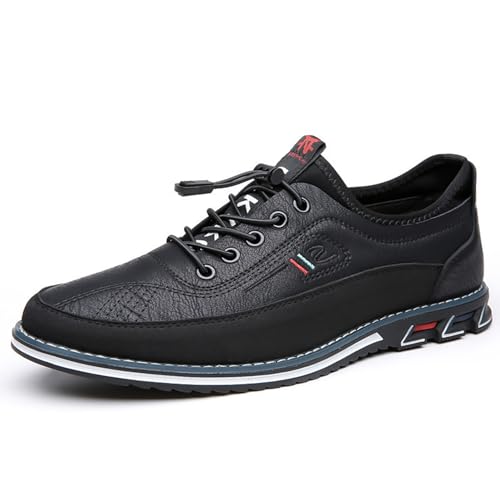 SYLUOQP Herren-Business-Schuhe für Herren, große Herren-Freizeitschuhe, rutschfeste Schwarze Herren-Schuhe aus Premium-Leder, formelle Derby-Sneaker (Color : Black, Size : 52 EU) von SYLUOQP
