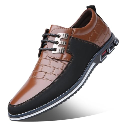 SYLUOQP Klassisch-Moderne Herren-Schuhe, bequeme Herren-Loafer und Slipper, modische Abendschuhe für Herren, Leder-Schnürschuhe (Color : Orange, Size : 48 EU) von SYLUOQP