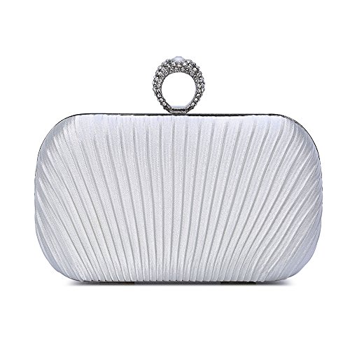 Damen Frauen Clutch Abendtasche Handtasche Elegante Koreanische Tasche Brautbeutel für Hochzeit Party Beige 16*5.5*9cm von SYMALL