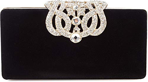 SYMALL Damen Abendtasche Samt Kristall Retro Clutch Designer Satin Party Braut Prom Handtasche Cocktail, Schwarz von SYMALL