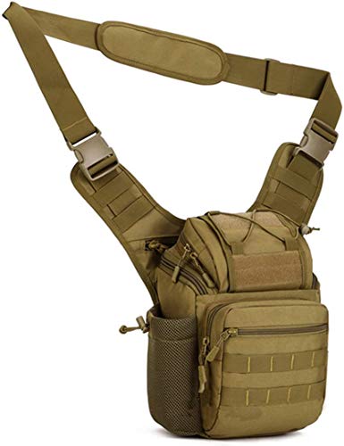 SYMALL Herren Taktisch Umhängetasche Militär Kamera Schultertasche Wasserdicht Molle Messenger Bag Crossbody Sling für Arbeit Reise Rucksack Outdoor Multifunktion Sporttasche Freizeit, Braun von SYMALL