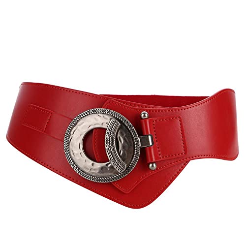 SYMOL Stretchgürtel Elastischer Gürtel Damen Taillengürtel Breit 7.5CM Ledergürtel Große Taille 70CM-160CM Frau Kleidgürtel Dehnbarergürtel.(Taille:110CM-130CM,Rot) von SYMOL