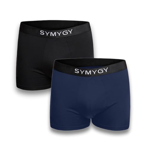 SYMYGY 2er Pack Herren Boxershorts aus Tencel™ - Made In Europe M Schwarz&Blau von SYMYGY