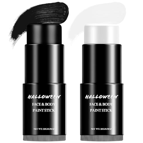 Halloween Schminke Schwarz Weiß - Halloween Make Up Set Erwachsene Kinder, Face Body Paint, Augen Körperfarbe, Gesichtsfarben Für Theaterschminke Karnevalsschminke Vampir Zombie SFX Makeup 40g von SYNERIX