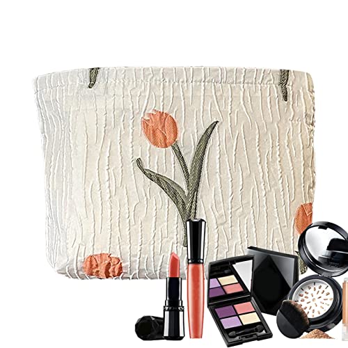 SYNYEY Kosmetiktasche, Kulturbeutel, Reise-Kosmetiktasche für Damen, Blumenmuster, leicht, Schlüsseltaschen mit Reißverschluss für Geldbörse, Schlüssel, Hautpflegeprodukte, Kosmetik von SYNYEY