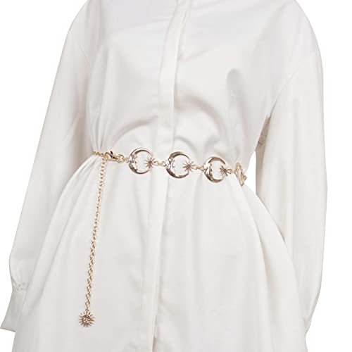 SYNYEY Taillenkette, Metallgliederkette, Mond-Körperkette, Kleidergürtelketten, Schmuckzubehör für Damen und Mädchen SYNYEY Taillenkette, Metallgliederkette, Mond-Körperkette, Kleidergürtelketten, Schmuckzubehör für Damen und Mädchen von SYNYEY