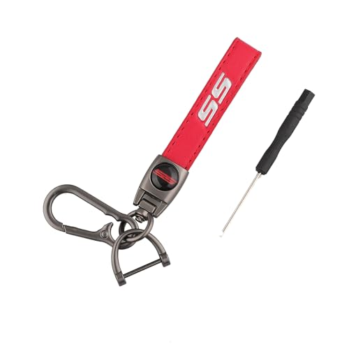 SYQ Leder-Schlüsselanhänger, Autozubehör, passend für Camaro Schlüsselanhänger, Geschenk für Männer und Frauen, Rot/Ausflug, einfarbig (Getaway Solids), Einheitsgröße von SYQ