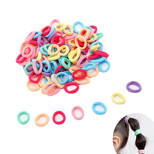100 Stück Haargummis Mädchen,Klein Haargummi,Mini Haargummis für Mädchen,Elastische Mini Haarbänder,2cm Bunte Zopfgummis Pferdeschwanz Haarband Elastische,für Mädchen,Kinder,Kleinkinder von SYQZMYA