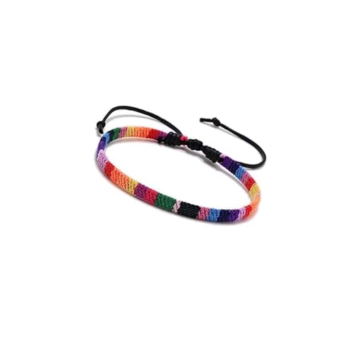 Handgefertigtes Regenbogen Pride Armband Bunte Baumwollmischung,Hervorragende Verarbeitung,Festival Fußkettchen im Boho Ethno Style,Made by Handmade Rainbow Stoffband Geeignet für Frauen und Mädchen von SYQZMYA
