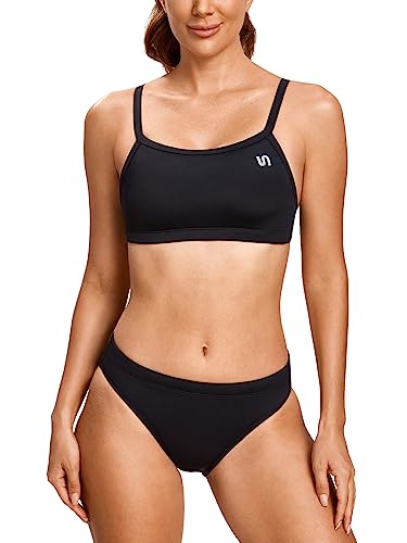 SYROKAN Damen Sport Badeanzug Bikini Set Bikinioberteil mit Licht Gepolstert Schwarz XS von SYROKAN