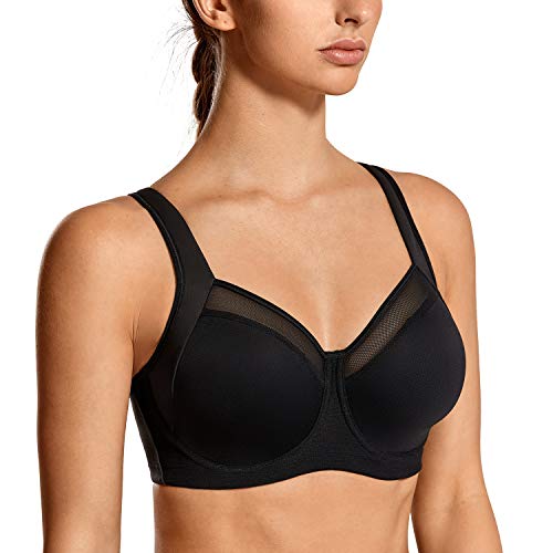 SYROKAN Damen Starker Halt Sport BH - Mesh mit Bügel Ringerrücken Ohne Einlagen Fitness Lauf Joggen BH Schwarz 80D von SYROKAN