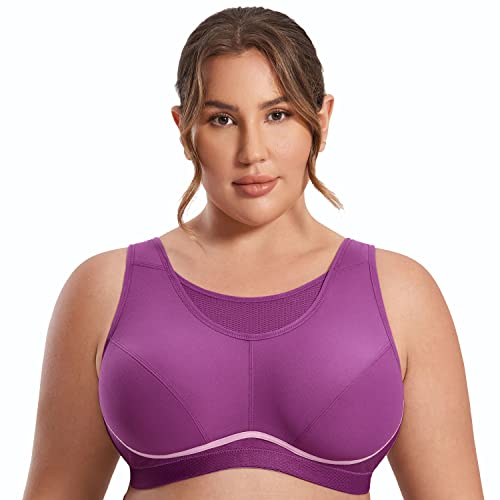 SYROKAN Damen Keine Prell Sport BH - bügellos,ungepolsterten Cups,Vollschalen Violett 80G von SYROKAN