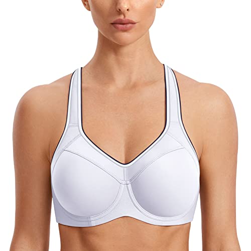 SYROKAN Damen Sport BH Starker Halt- Bügel Push Up Ringerrücken Gepolstert Fitness BH Weiss 70B von SYROKAN