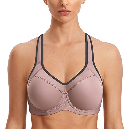 SYROKAN Damen Sport BH Starker Halt- Bügel Push Up Ringerrücken Gepolstert Fitness BH Backstein 70H von SYROKAN