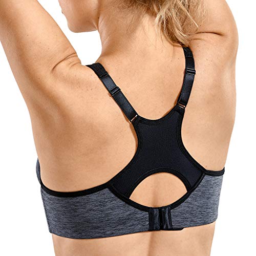 SYROKAN Damen Sport BH Starker Halt- Bügel Push Up Ringerrücken Gepolstert Fitness BH Dunkle Blumenasche 70F von SYROKAN