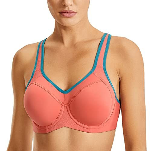 SYROKAN Damen Sport BH Starker Halt- Bügel Push Up Ringerrücken Gepolstert Fitness BH Rosa 70E von SYROKAN