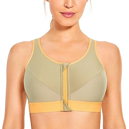 SYROKAN Damen Sport BH Starker Halt - Vorderverschluss Ohne Bügel Und Einlagen für Nach Brust OP Fitness Lauf Yoga Antilope 85C von SYROKAN