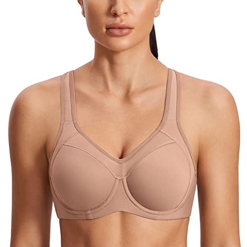 SYROKAN Damen Sport BH Starker Halt- Bügel Push Up Ringerrücken Gepolstert Fitness BH Kaum Buff 70D von SYROKAN