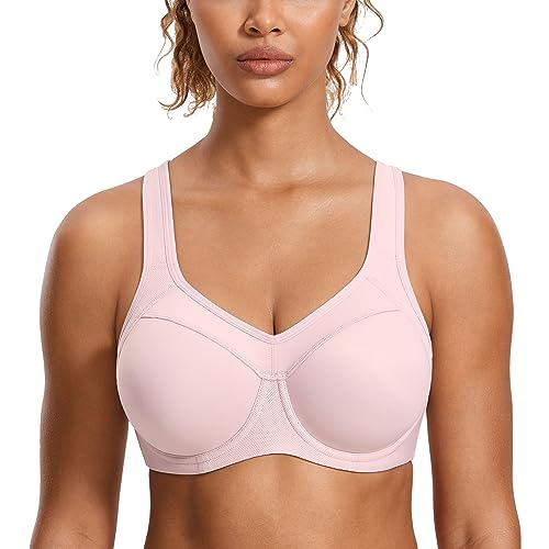 SYROKAN Damen Sport BH Starker Halt- Bügel Push Up Ringerrücken Gepolstert Fitness BH Rhodonit Rosa 70C von SYROKAN