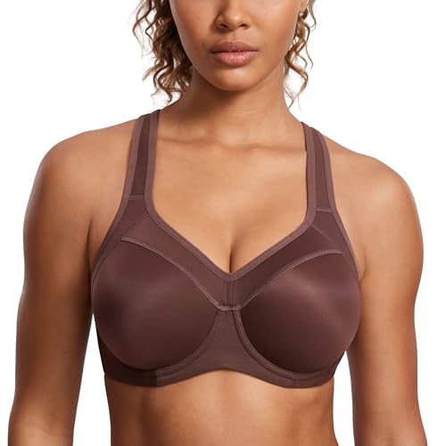 SYROKAN Damen Sport BH Starker Halt- Bügel Push Up Ringerrücken Gepolstert Fitness BH Taupe 75E von SYROKAN