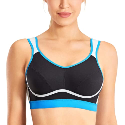 SYROKAN Damen Sport BH Starker Halt Große Brüste - Bequem Ohne Bügel Nicht Gepolstert Bustier Blumengarn grau 70D von SYROKAN