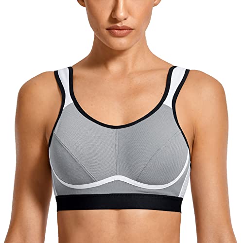 SYROKAN Damen Sport BH Starker Halt Große Brüste - Bequem Ohne Bügel Nicht Gepolstert Bustier Dunkelgrau 70B von SYROKAN