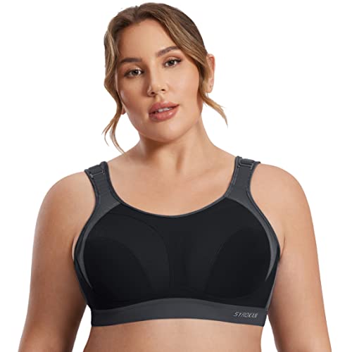 SYROKAN Damen Sport BH Starker Halt Ohne Bügel Nicht Gepolstert Fitness Top Schwarz 100D von SYROKAN