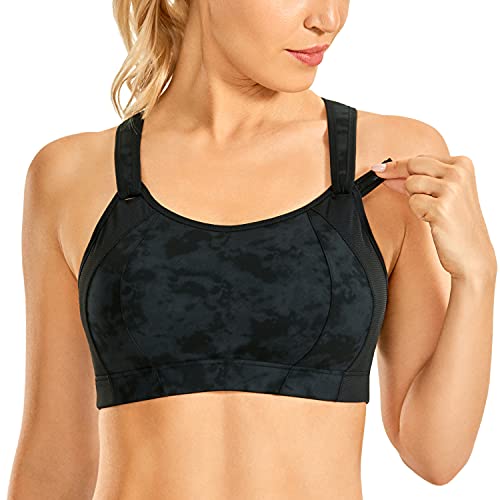 SYROKAN Damen Sport BH Starker Halt Voll Cup ohne Bügel BH mit Verstellbaren Klettverschluss-Trägern Der Rauchtintennebel 85C von SYROKAN