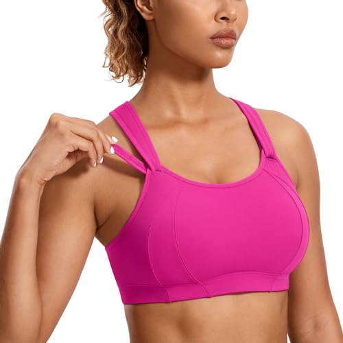 SYROKAN Damen Sport BH Starker Halt Voll Cup ohne Bügel BH mit Verstellbaren Klettverschluss-Trägern Hibiskus-Purpur 75E von SYROKAN