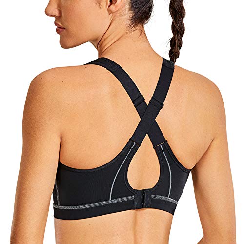 SYROKAN Damen Sport-BH Starker Halt mit Gepolstert Fitness Bustier Workout Running Bra Schwarz 90B von SYROKAN