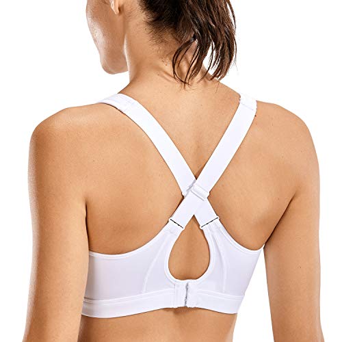 SYROKAN Damen Sport-BH Starker Halt mit Gepolstert Fitness Bustier Workout Running Bra Weiss 85D von SYROKAN