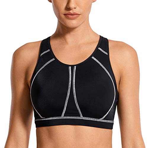 SYROKAN Damen Sport BH mit Einlagen,Vollschalen,ohne Bügel Running Bra Schwarz 70G von SYROKAN